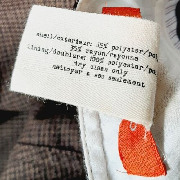 CARTONNIER / Anthropolgie Cropped Cuffed Pants Brown Houndstooth Sz 2 Flawed - Picture 12 of 14